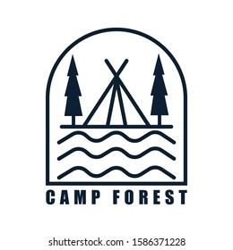 simple logo badge camping design illustration