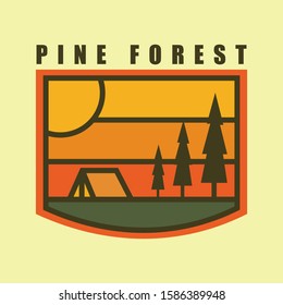 simple logo badge camping design illustration