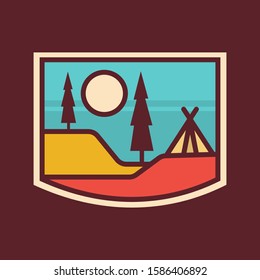 simple logo badge camping design illustration