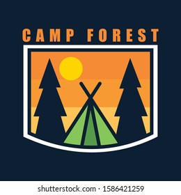 simple logo badge camping design illustration