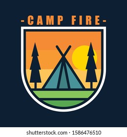 simple logo badge camping design illustration