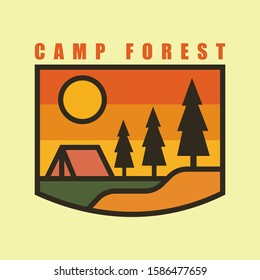 simple logo badge camping design illustration