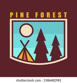 simple logo badge camping design illustration