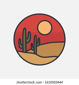 simple logo badge desert design, for t-shirt prints, patches, emblems, posters, badges and labels and other uses