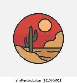 simple logo badge desert design, for t-shirt prints, patches, emblems, posters, badges and labels and other uses