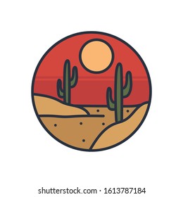simple logo badge desert design, for t-shirt prints, patches, emblems, posters, badges and labels and other uses
