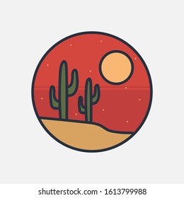 simple logo badge desert design, for t-shirt prints, patches, emblems, posters, badges and labels and other uses