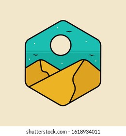 simple logo badge desert design illustration, for t-shirt prints, patches, emblems, posters, badges and labels and other uses