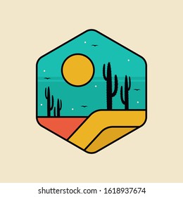 simple logo badge desert design illustration, for t-shirt prints, patches, emblems, posters, badges and labels and other uses