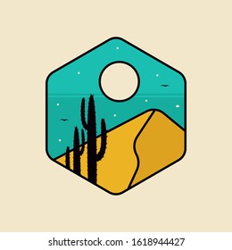 simple logo badge desert design illustration, for t-shirt prints, patches, emblems, posters, badges and labels and other uses