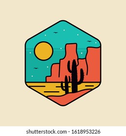 simple logo badge desert design illustration, for t-shirt prints, patches, emblems, posters, badges and labels and other uses