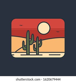 simple logo badge desert design, for t-shirt prints, patches, emblems, posters, badges and labels and other uses