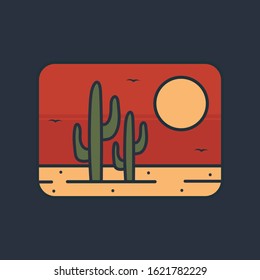 simple logo badge desert design, for t-shirt prints, patches, emblems, posters, badges and labels and other uses