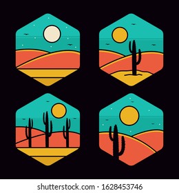 simple logo badge desert design illustration, for t-shirt prints, patches, emblems, posters, badges and labels and other uses