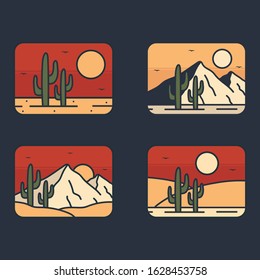 simple logo badge desert design illustration, for t-shirt prints, patches, emblems, posters, badges and labels and other uses