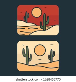 simple logo badge desert design illustration, for t-shirt prints, patches, emblems, posters, badges and labels and other uses