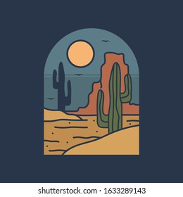 simple logo badge desert design, for t-shirt prints, patches, emblems, posters, badges and labels and other uses