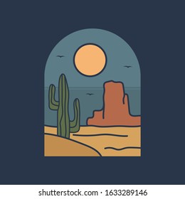 simple logo badge desert design, for t-shirt prints, patches, emblems, posters, badges and labels and other uses