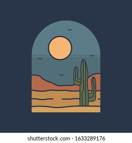 simple logo badge desert design, for t-shirt prints, patches, emblems, posters, badges and labels and other uses