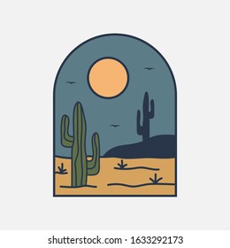 simple logo badge desert design, for t-shirt prints, patches, emblems, posters, badges and labels and other uses