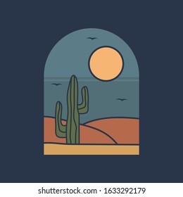 simple logo badge desert design, for t-shirt prints, patches, emblems, posters, badges and labels and other uses