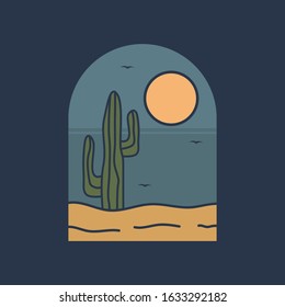 simple logo badge desert design, for t-shirt prints, patches, emblems, posters, badges and labels and other uses