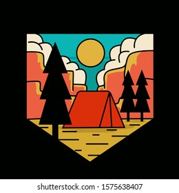 simple logo badge mountain design illustration