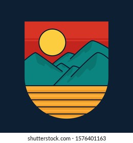 simple logo badge mountain design illustration