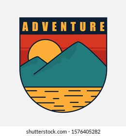 simple logo badge mountain design illustration