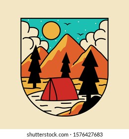 simple logo badge mountain design illustration