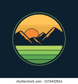 simple logo badge mountain design illustration