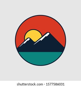 simple logo badge mountain design illustration
