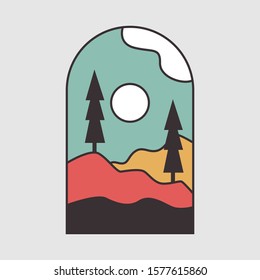 simple logo badge mountain design illustration