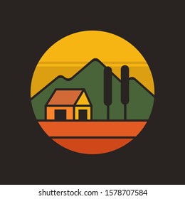 simple logo badge mountain design illustration