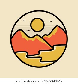 simple logo badge mountain design illustration