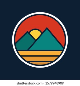 simple logo badge mountain design illustration
