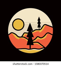 simple logo badge mountain design illustration