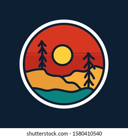 simple logo badge mountain design illustration