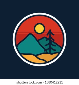 simple logo badge mountain design illustration