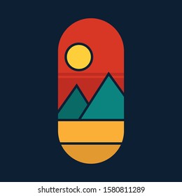 simple logo badge mountain design illustration