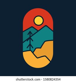 simple logo badge mountain design illustration
