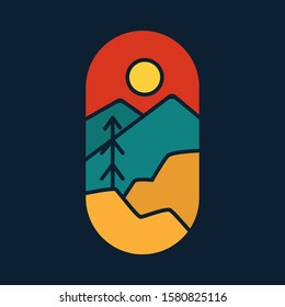 simple logo badge mountain design illustration