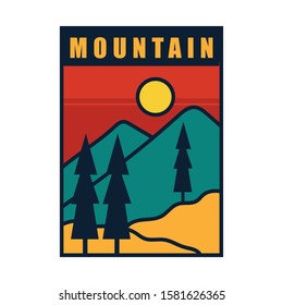 simple logo badge mountain design illustration