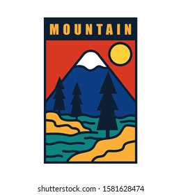 simple logo badge mountain design illustration