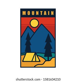 simple logo badge mountain design illustration