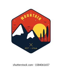 simple logo badge mountain design illustration