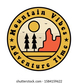 simple logo badge mountain design illustration