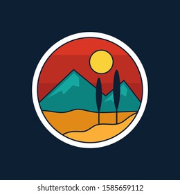 simple logo badge mountain design illustration