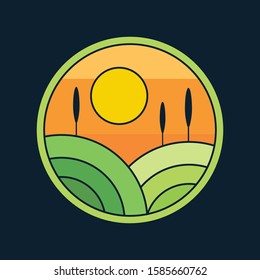 simple logo badge mountain design illustration