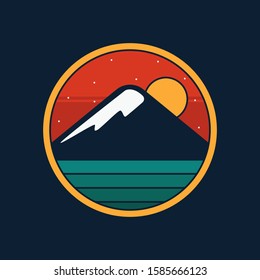 simple logo badge mountain design illustration